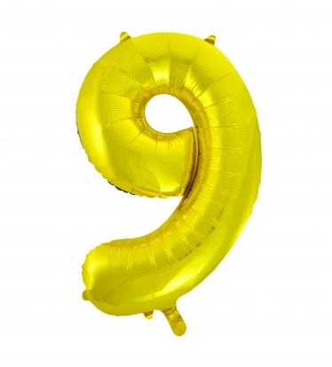 Фольгированный шарик, цифра "9",золотой (85 см)